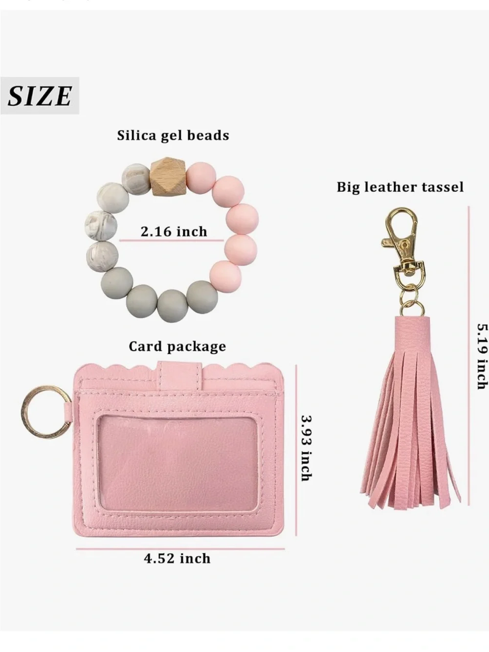 Dark Green Leather Card Holder with Beaded Keyring and Tassel